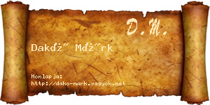 Dakó Márk névjegykártya